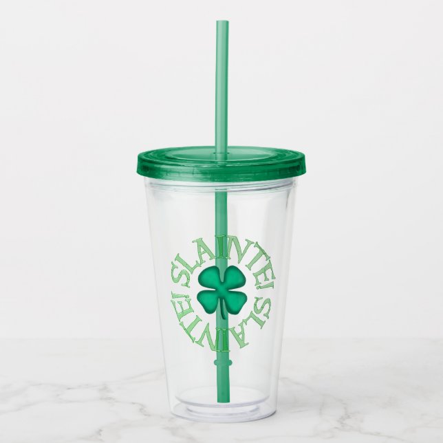 Slainte green acrylic tumbler (Front)