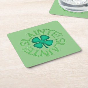 Slainte! green paper drink coasters