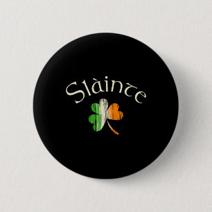 Slainte Irish Shamrock Flag Of Ireland St Patricks 6 Cm Round Badge