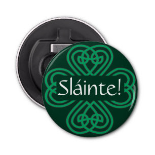 Sláinte Irish Shamrock Green Celtic Lucky Clover Bottle Opener