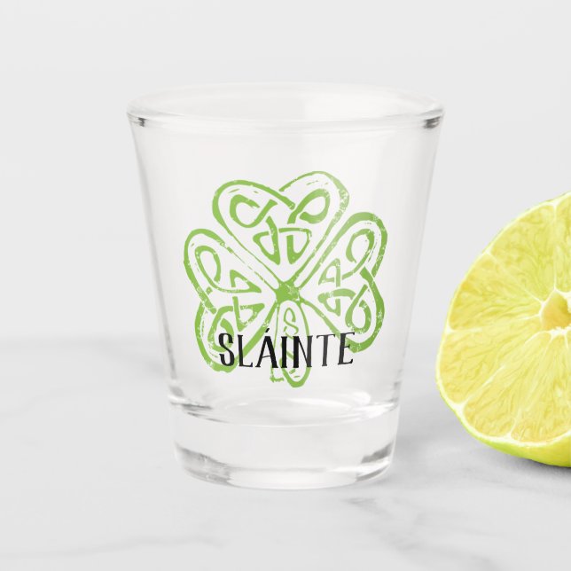 Sláinte Irish Shamrock Shot Glass (Front)