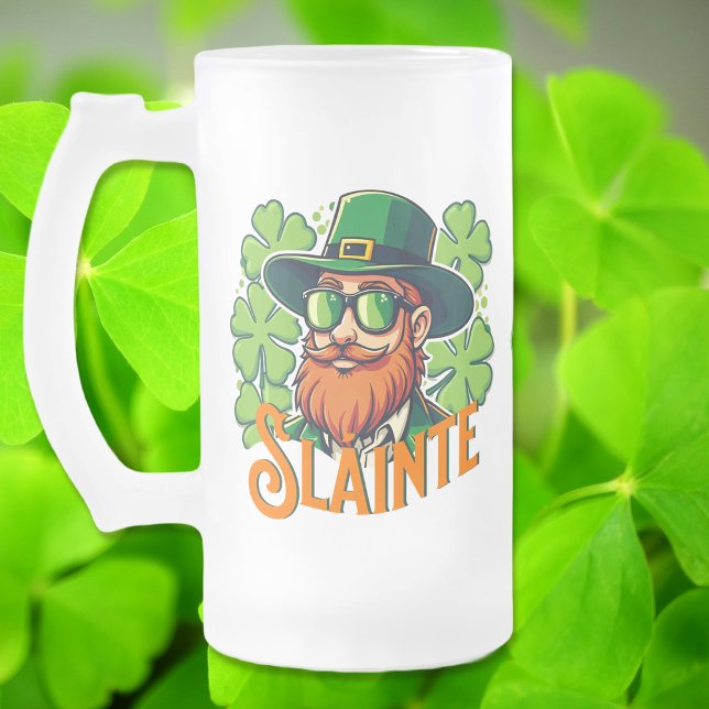 Slainte Irish Toast St Patrick's Day Personalised Frosted Glass Beer Mug (Creator Uploaded)