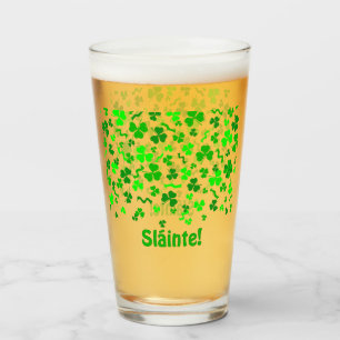 Sláinte Lucky Irish Shamrocks Personalised Pint Glass