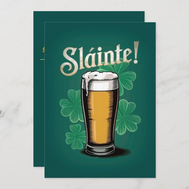 Slàinte! Saint Patrick's Day Pint of Beer on Green (Front/Back)
