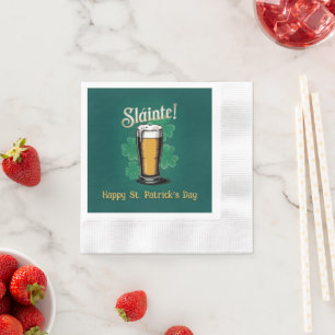 Slàinte! Saint Patrick's Day Pint of Beer on Green Napkin