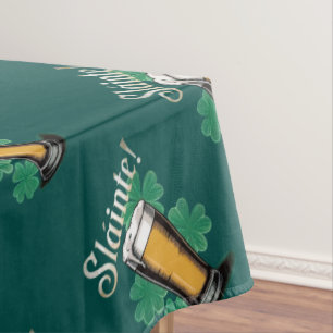 Slàinte! Saint Patrick's Day Pint of Beer on Green Tablecloth