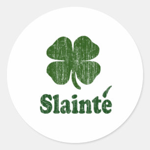 Slainte Shamrock Classic Round Sticker