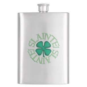 Slainte w clover classic stainless steel flask