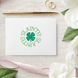 Slainte! white small envelopes front with clover