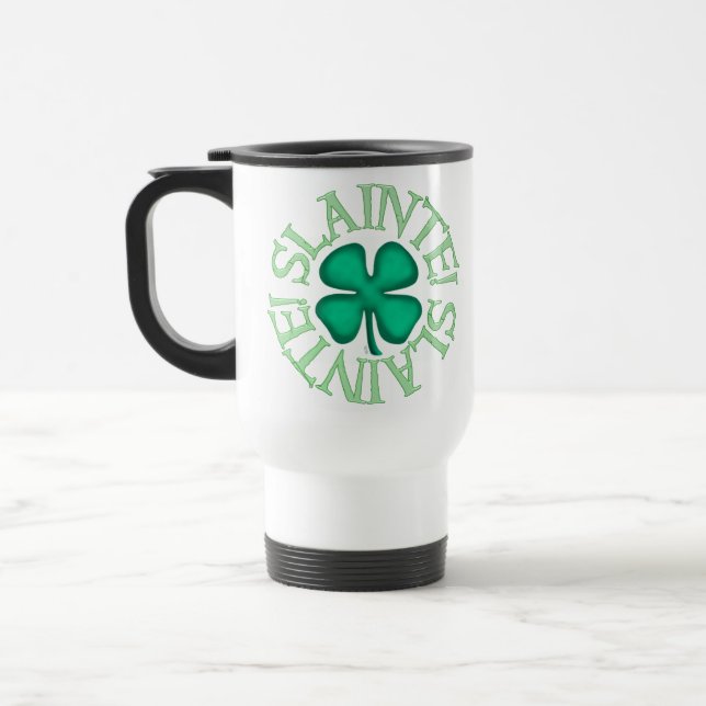 Slainte white travel mug (Left)