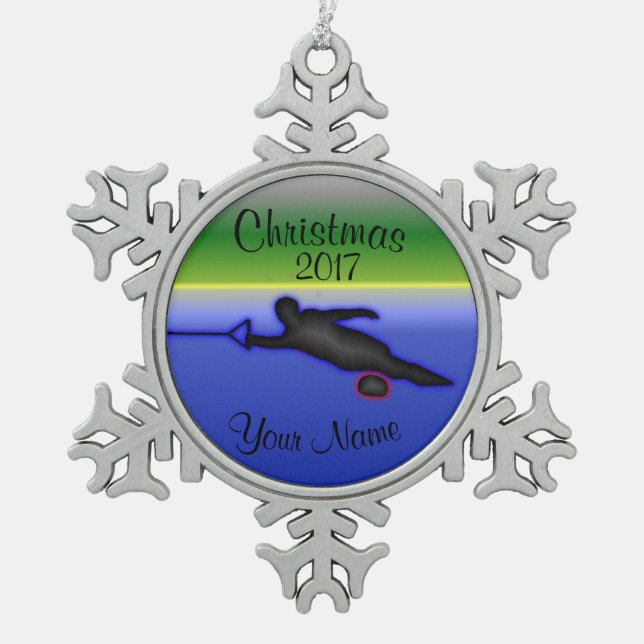 Slalom Water Ski Christmas Ornament (Front)