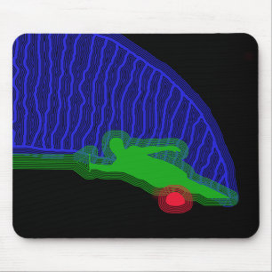 Slalom Water Skier Neon Spray Mouse Pad
