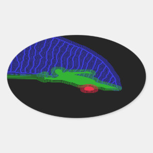 Slalom Water Skier Neon Spray Oval Sticker