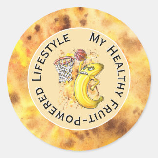 Slam Dunk Banana Character Fruitarian Power 🍌🏀 Classic Round Sticker