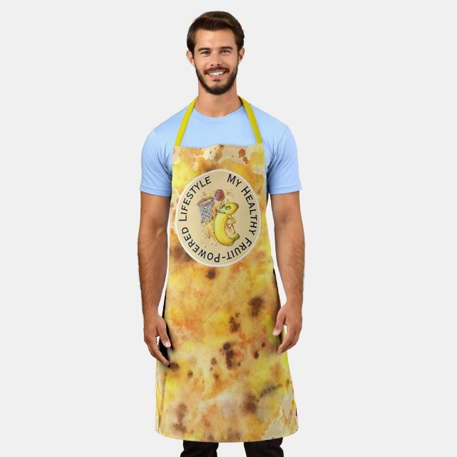 Slam Dunk Banana Fruitarian Power Every Shot 🍌🏀✨ Apron (Worn)