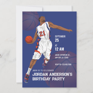 Slam dunk basketball birthday invitation