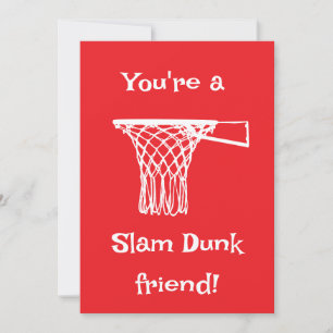 Slam Dunk Basketball Kids Classroom Valentine Holiday Card