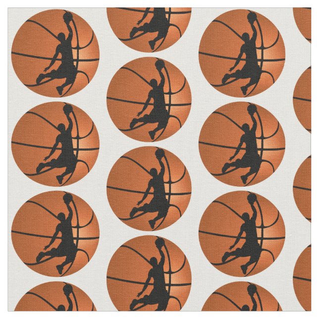 Slam Dunk Basketball Player on Basketball Fabric (Close Up)