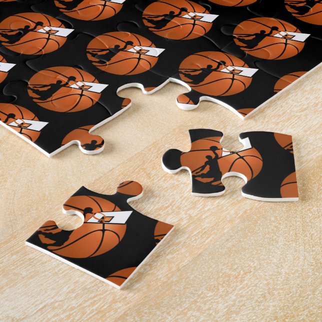 Slam Dunk Basketball Player w/Hoop on Ball Jigsaw Puzzle (Side)