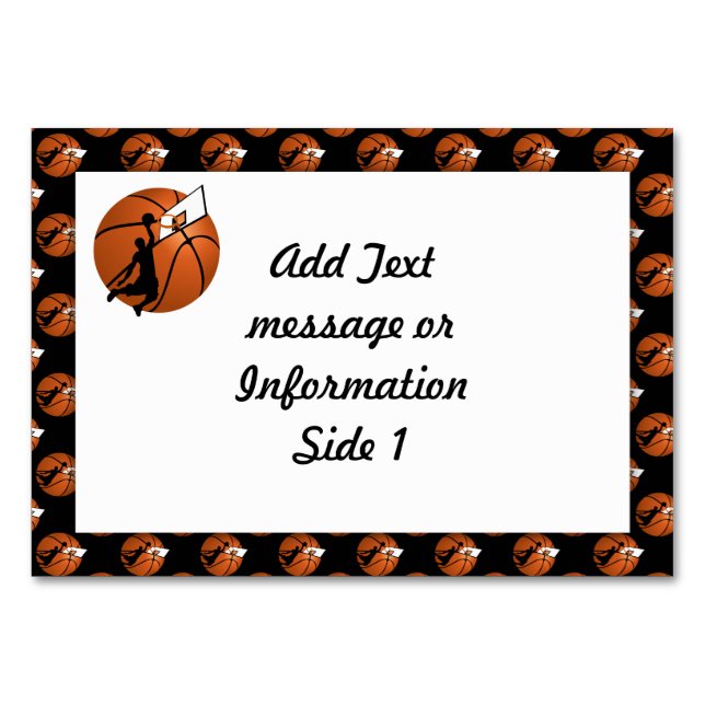 Slam Dunk Basketball Player w/Hoop on Ball Table Number (Front)