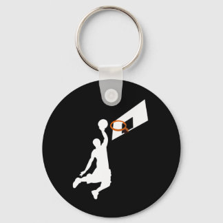 Slam Dunk Basketball Player - White Silhouette Key Ring