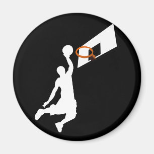 Slam Dunk Basketball Player - White Silhouette Magnet