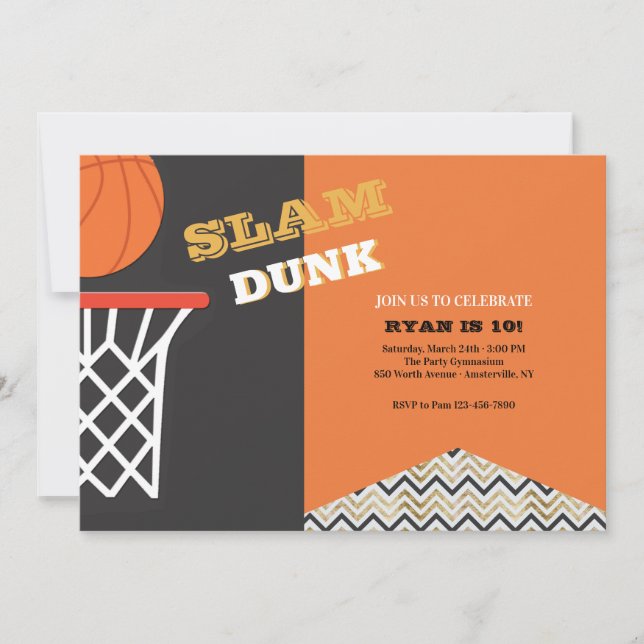 Slam Dunk Birthday Party Invitation (Front)