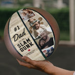 Slam Dunk Dad Photo Keepsake Basketball<br><div class="desc">Personalised fathers day basketball featuring a court background,  4 photos to  be replaced with your own,  the number 1,  the cute saying "dad you are a slam dunk",  a red heart,  and the childrens names.</div>