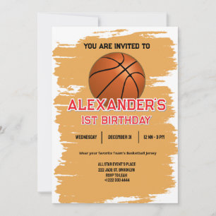 Slam Dunk First Birthday Bash Invitation