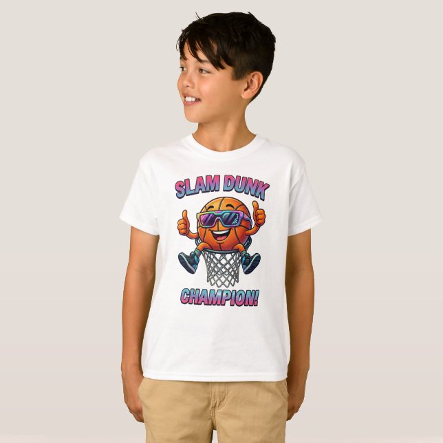 Slam Dunk Kids Basketball Tee - Custom Name Gift (Front Full)