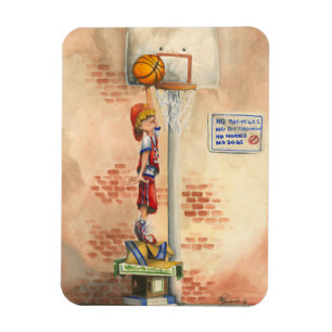 Slam Dunk on Basketball Hoop by Jay Throckmorton Magnet