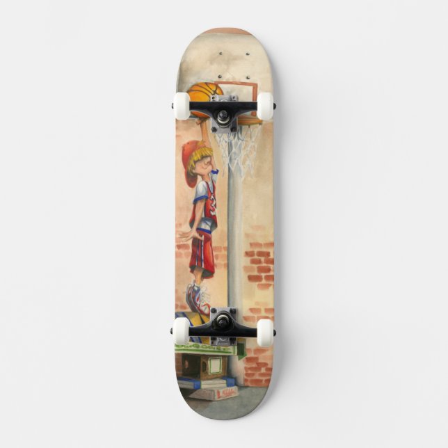 Slam Dunk on Basketball Hoop by Jay Throckmorton Skateboard (Front)