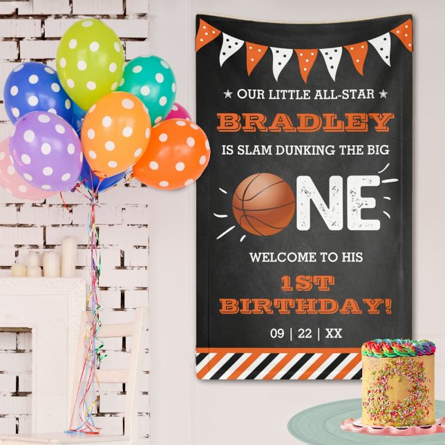 Slam Dunking The Big One | Basketball 1st Birthday Banner (Creator Uploaded)