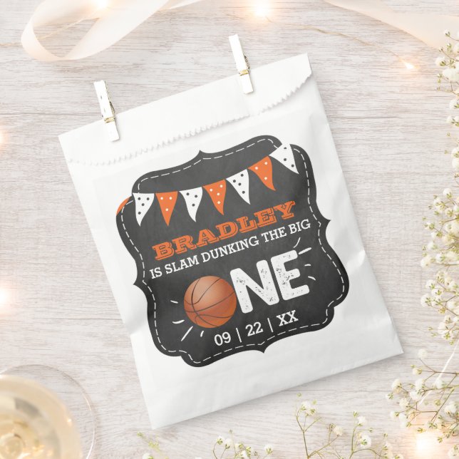 Slam Dunking The Big One | Basketball 1st Birthday Favour Bags (Clipped)