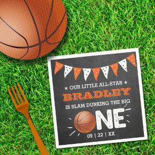 Slam Dunking The Big One   Basketball 1st Birthday Napkin