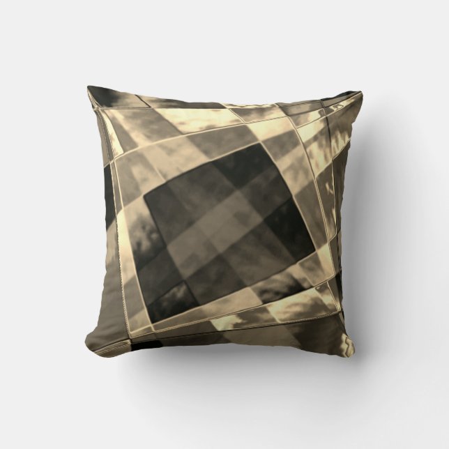 Slanted and frayed rectangles overlapping  cushion (Front)