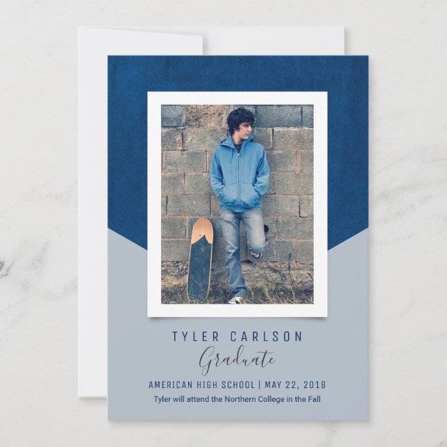 Slanted Background Photo Graduation Announcement (Front)