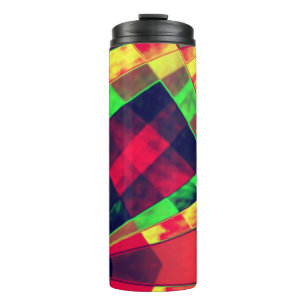 Slanted coloured rectangles and squares thermal tumbler