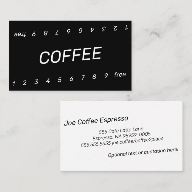 Slanted Double Number Loyalty Coffee Punch-Card (Front/Back)