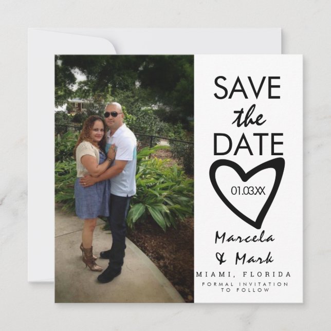 Slanted Heart Save The Dates Photo Invitation (Front)