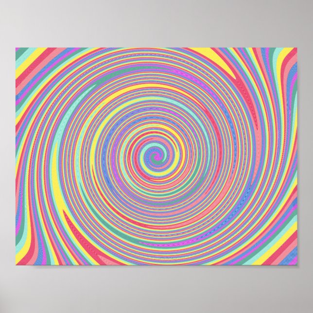 Slanted Lines Colour Swirl Poster (Front)