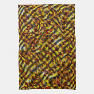 Slanted orange stripes stained with plaid tea towel