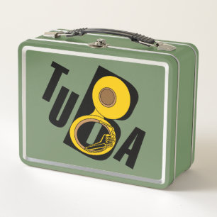 Slanted Tuba Text Metal Lunch Box