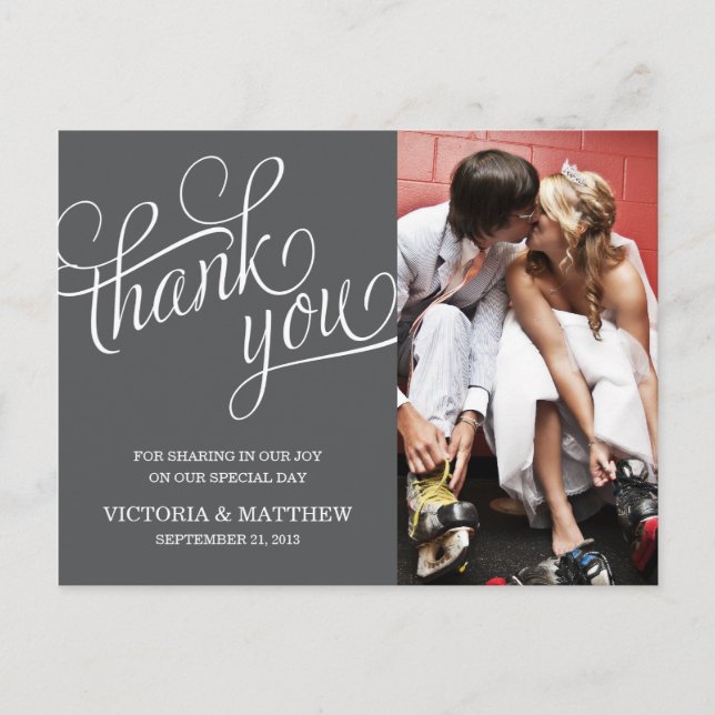 SLANTED | WEDDING THANK YOU POST CARD (Front)