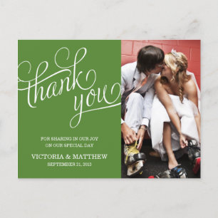 SLANTED   WEDDING THANK YOU POST CARD