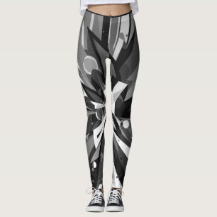 Slashes of Black + Grey Colour on Customised Moder Leggings