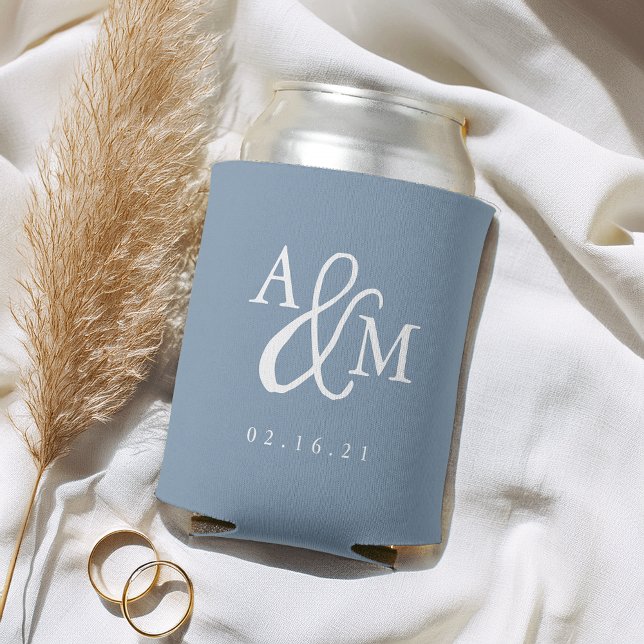Slate | Ampersand Monogram Wedding Favour Can Cooler (Creator Uploaded)
