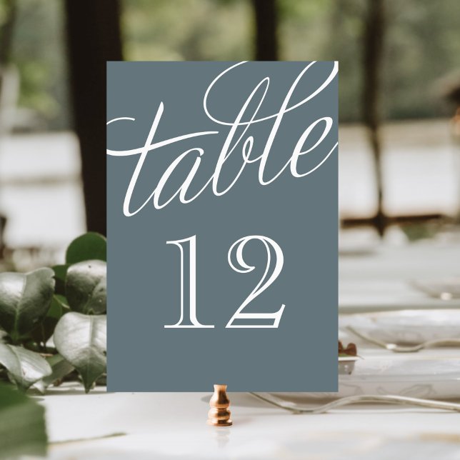 Slate and White Elegant Script Table Numbers (Creator Uploaded)