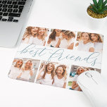 Slate | Best Friends Photo Collage Mouse Pad<br><div class="desc">Celebrate friendship with your besties with this cool photo collage mousepad featuring 6 favourite photos,  with “best friends” in the centre in smoky blue-green hand lettered calligraphy script lettering.</div>
