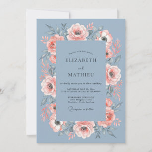 Slate Blue Alluring Spring Wedding Invitation